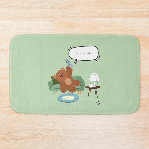 Item preview, Mono Bear Message – No Plans Today ( Green Background ) designed and sold by mintmono-studio.