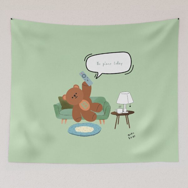 Item preview, Mono Bear Message – No Plans Today ( Green Background ) designed and sold by mintmono-studio.