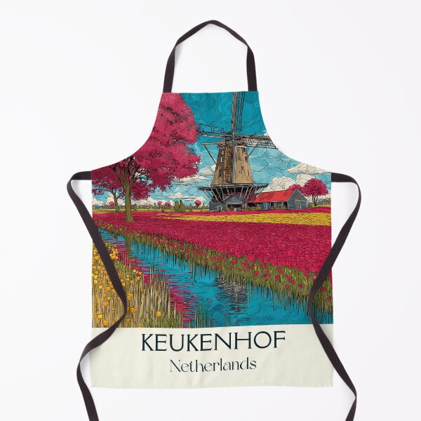 Item preview, Keukenhof Netherlands Vintage Poster | Dutch Tulip Fields & Windmill Art designed and sold by TuncGK.