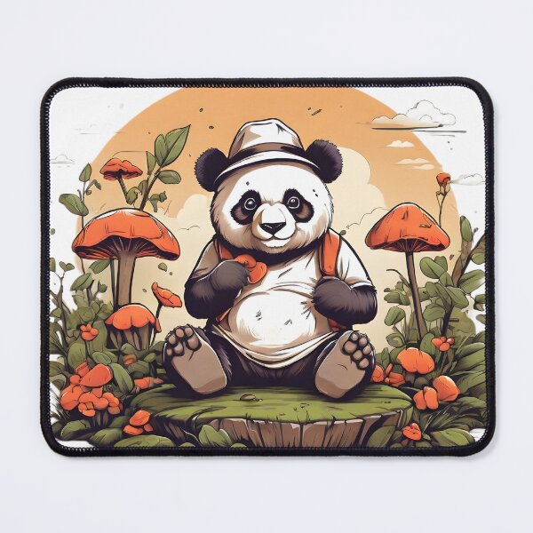Item preview, panda on a mushroom picking designed and sold by Karaz's Animal Kingdom.
