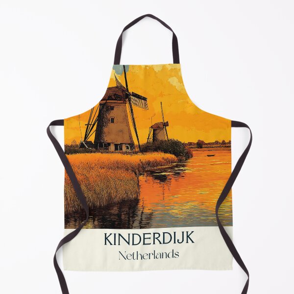 Item preview, Kinderdijk Netherlands Vintage Poster | UNESCO Windmills at Sunset designed and sold by TuncGK.