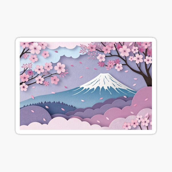 Item preview, Dreamy Paper Art of Mount Fuji and Sakura designed and sold by elkuni.
