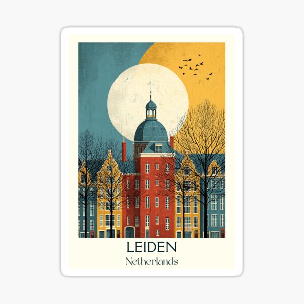 Item preview, Leiden Netherlands Vintage Travel Poster | Historic University City Art designed and sold by TuncGK.