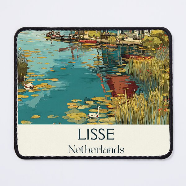 Item preview, Lisse Netherlands Vintage Poster | Red Windmill & Tulip Fields Art designed and sold by TuncGK.