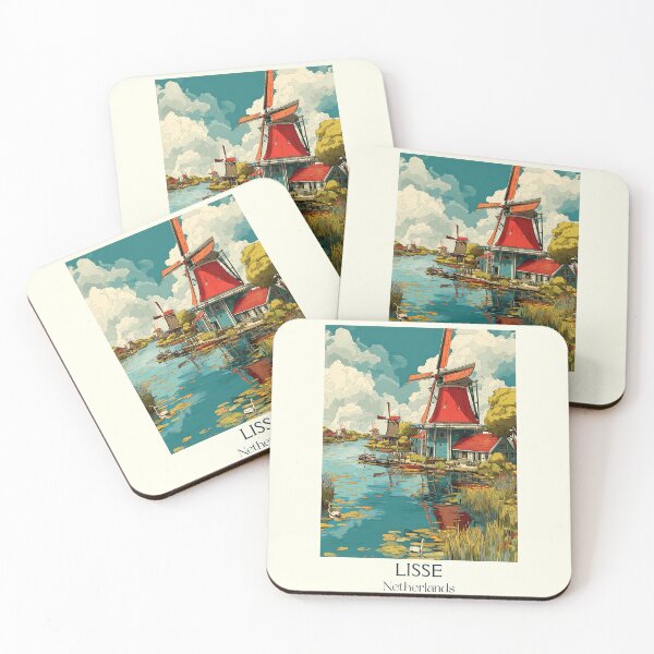 Item preview, Lisse Netherlands Vintage Poster | Red Windmill & Tulip Fields Art designed and sold by TuncGK.