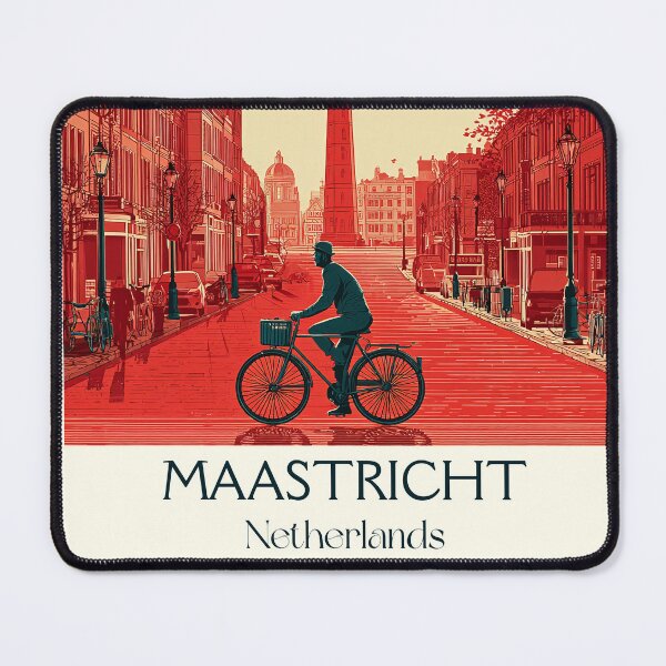 Item preview, Maastricht Netherlands Vintage Poster | Minimalist City Biking Art designed and sold by TuncGK.