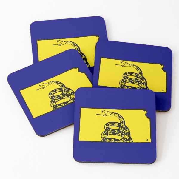 Item preview, KANSAN    - Libertarian - Don't Tread On Me Gadsden Snake on  KANSAS  Map on Blue default background, #020279 designed and sold by pelagio.