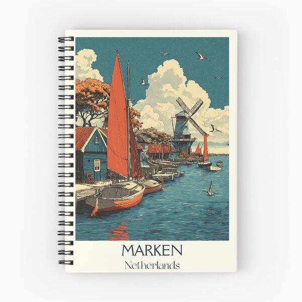 Item preview, Marken Netherlands Vintage Travel Poster | Traditional Fishing Village Art designed and sold by TuncGK.
