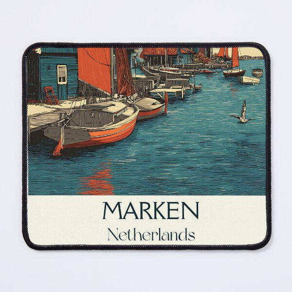 Item preview, Marken Netherlands Vintage Travel Poster | Traditional Fishing Village Art designed and sold by TuncGK.
