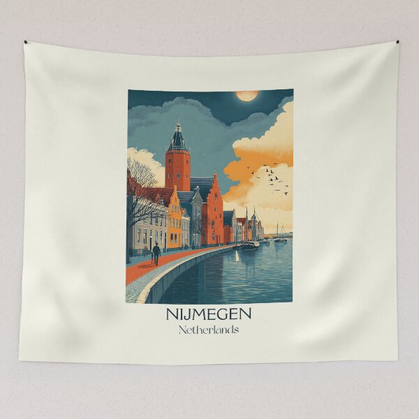 Item preview, Nijmegen Netherlands Vintage Poster | Oldest City on the Waal River designed and sold by TuncGK.