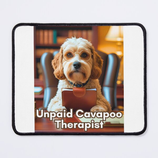 Item preview, Unpaid Cavapoo Therapist – Cute Emotional Support Cavapoo Office Art designed and sold by Fredster1966.