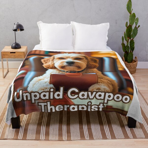 Item preview, Unpaid Cavapoo Therapist – Cute Emotional Support Cavapoo Office Art designed and sold by Fredster1966.