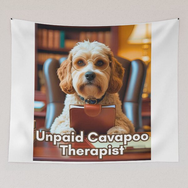 Item preview, Unpaid Cavapoo Therapist – Cute Emotional Support Cavapoo Office Art designed and sold by Fredster1966.