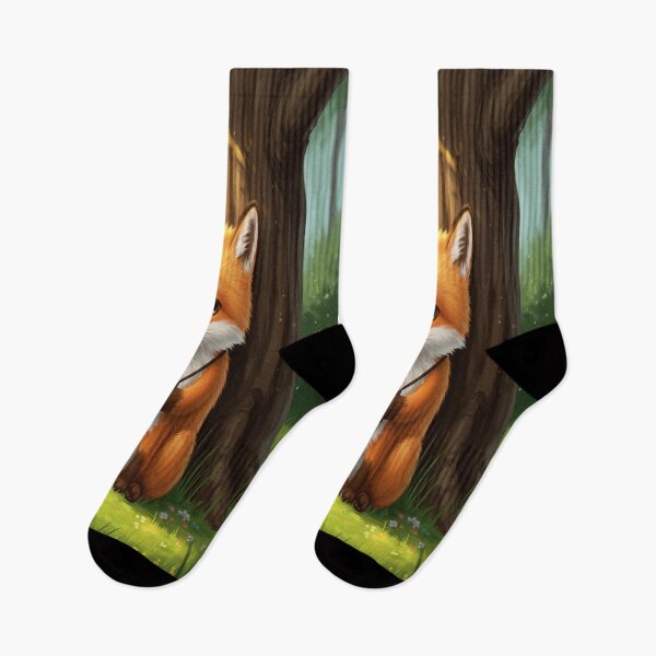 Item preview, Little Fox in Forest – Sock & Gift Art designed and sold by  FluffyForest.
