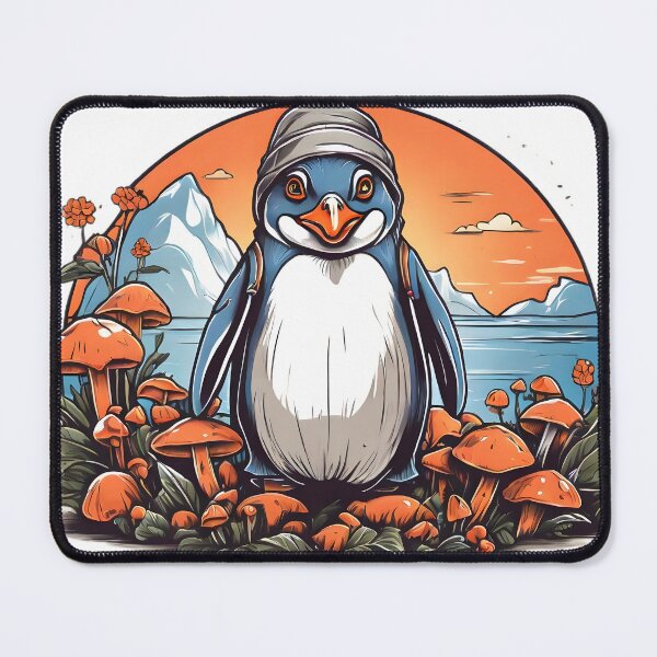 Item preview, penguin on a mushroom picking designed and sold by Karaz's Animal Kingdom.