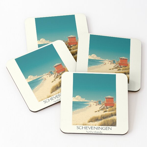 Item preview, Scheveningen Netherlands Vintage Poster | Retro Beach & Pier Scene designed and sold by TuncGK.