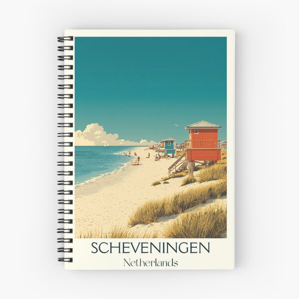Item preview, Scheveningen Netherlands Vintage Poster | Retro Beach & Pier Scene designed and sold by TuncGK.