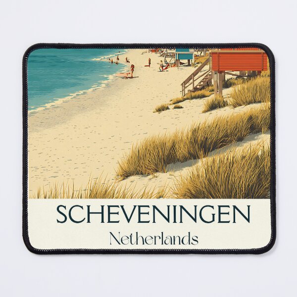 Item preview, Scheveningen Netherlands Vintage Poster | Retro Beach & Pier Scene designed and sold by TuncGK.