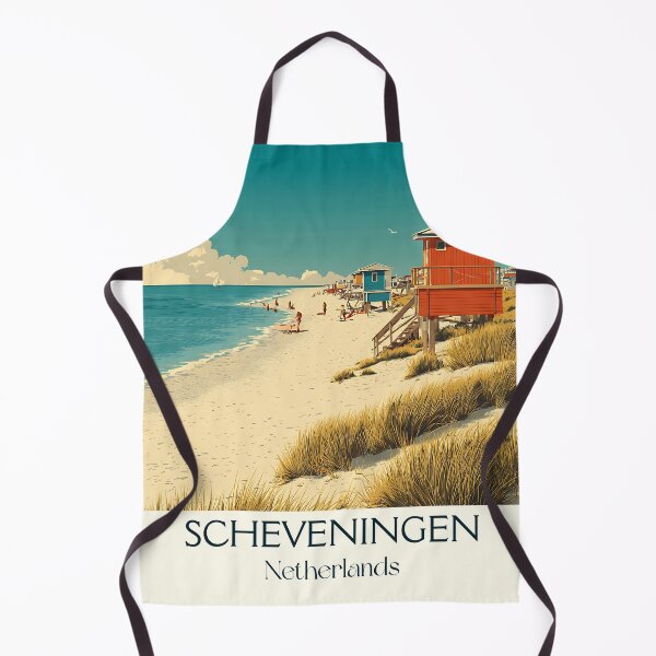 Item preview, Scheveningen Netherlands Vintage Poster | Retro Beach & Pier Scene designed and sold by TuncGK.