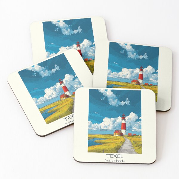 Item preview, Texel Netherlands Vintage Poster | Iconic Red Lighthouse & Dunes designed and sold by TuncGK.
