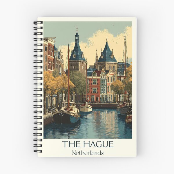 Item preview, The Hague Netherlands Vintage Poster | Binnenhof & Hofvijver Retro Art designed and sold by TuncGK.