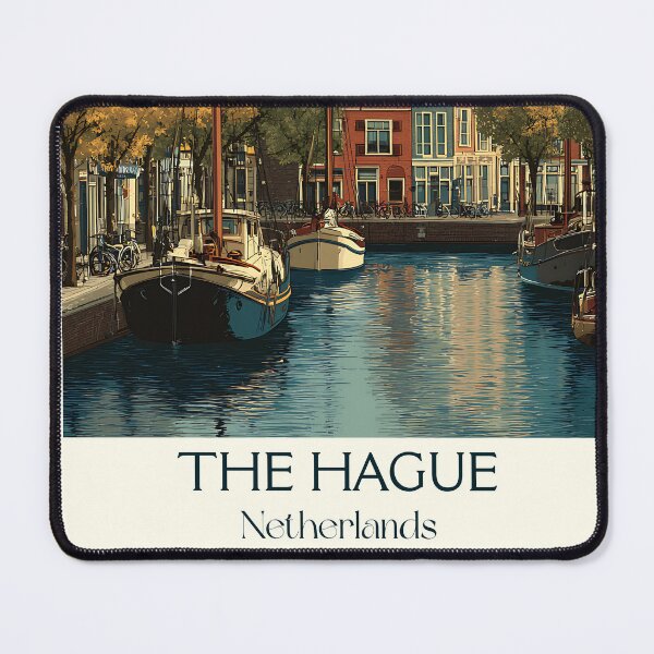 Item preview, The Hague Netherlands Vintage Poster | Binnenhof & Hofvijver Retro Art designed and sold by TuncGK.