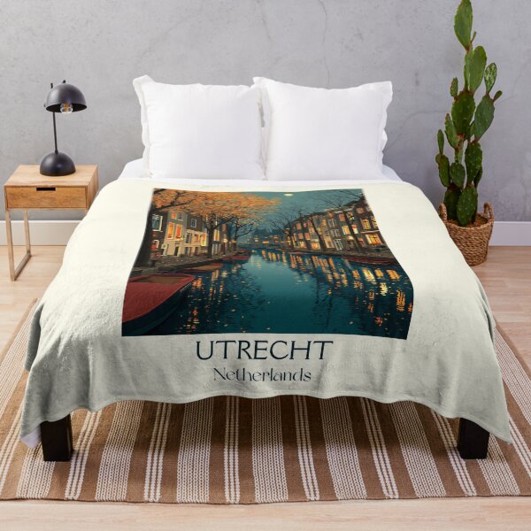 Item preview, Utrecht Netherlands Vintage Poster | Autumn Canal Scene at Night designed and sold by TuncGK.