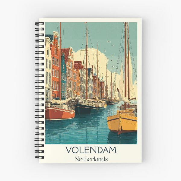Item preview, Volendam Netherlands Vintage Poster | Traditional Harbor & Sailboats designed and sold by TuncGK.