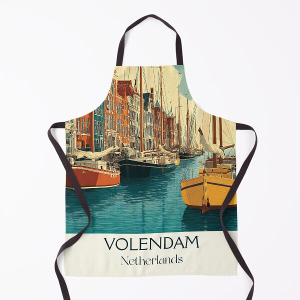Item preview, Volendam Netherlands Vintage Poster | Traditional Harbor & Sailboats designed and sold by TuncGK.