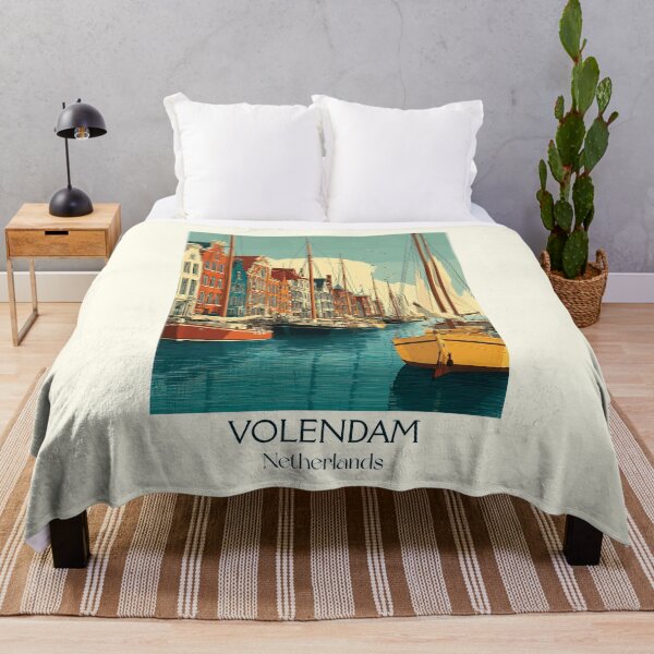 Item preview, Volendam Netherlands Vintage Poster | Traditional Harbor & Sailboats designed and sold by TuncGK.