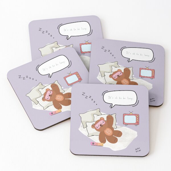 Item preview, Mono Bear Message – It’s Ok to Be Lazy (Purple Background ) designed and sold by mintmono-studio.