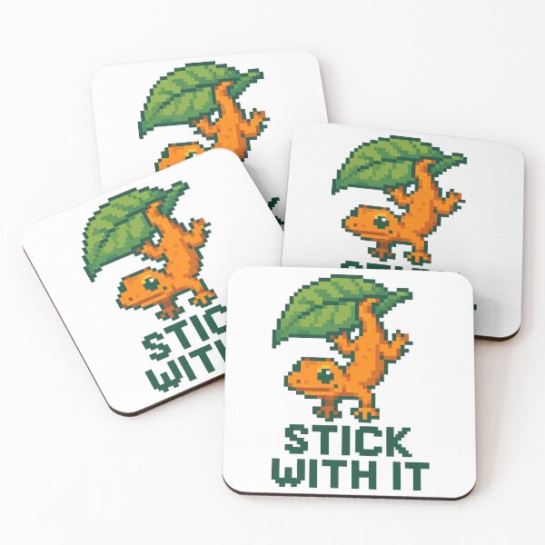 Item preview, Stick With It – Gecko on Leaf Pixel Cling designed and sold by NaturePixel.