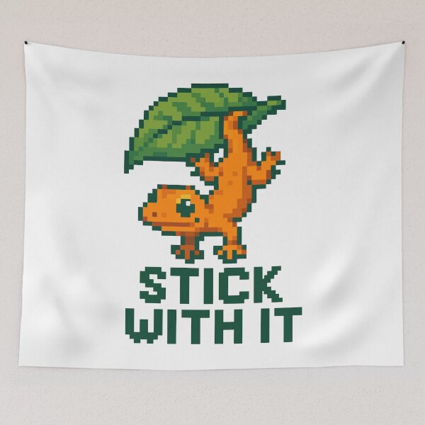 Item preview, Stick With It – Gecko on Leaf Pixel Cling designed and sold by NaturePixel.