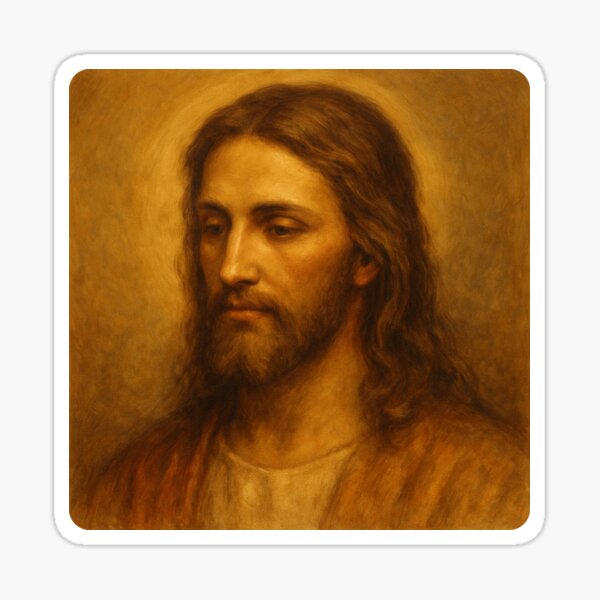 Retrato clásico de Jesús sereno Pegatina