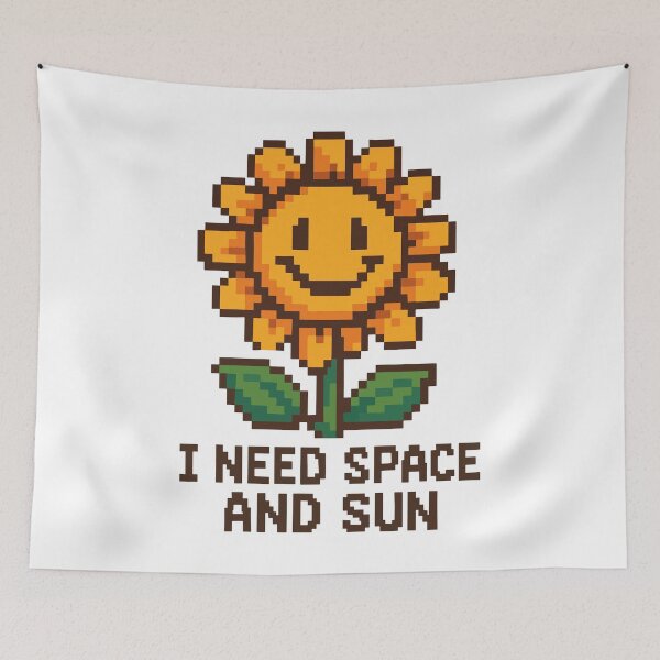 Item preview, I Need Space and Sun – Pixel Sunflower with Attitude designed and sold by NaturePixel.