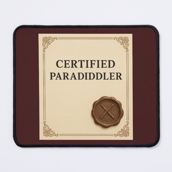 Item preview, certified paradiddler drummer certificate designed and sold by funkyfrogz.