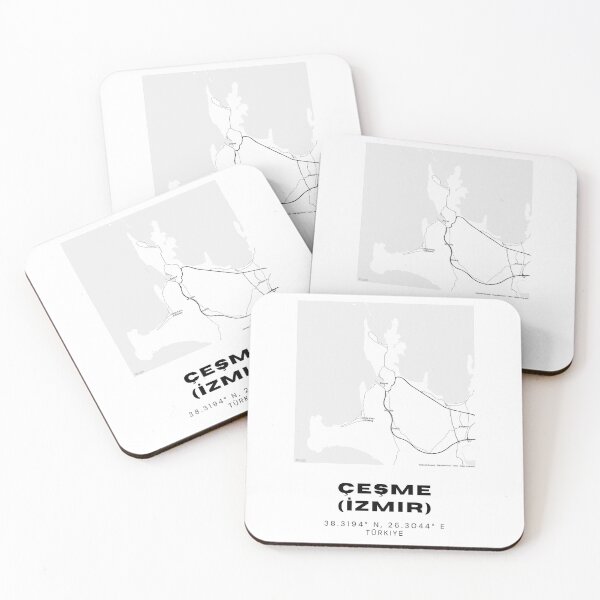 Item preview, Minimalist Çeşme Map – Aegean Coastal Town in Black & White designed and sold by RM-Journey.