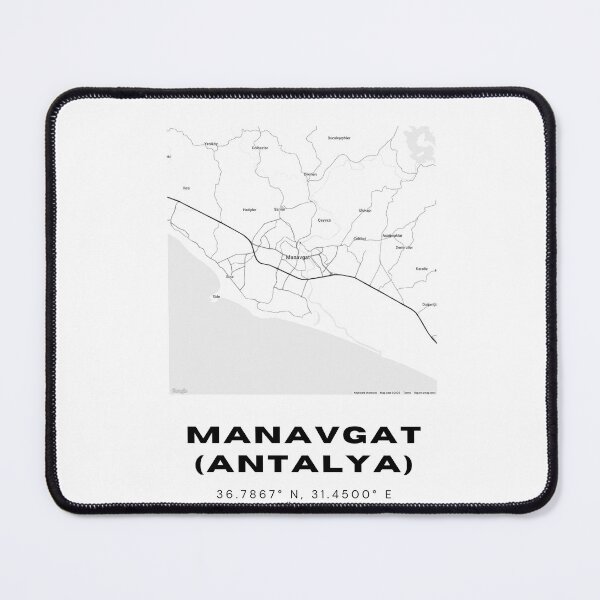 Item preview, Minimalist Manavgat Map – Mediterranean Town Black & White Print designed and sold by RM-Journey.