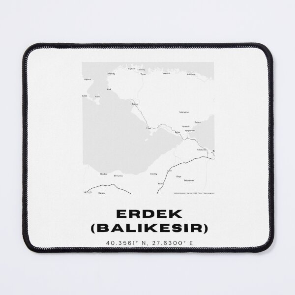 Item preview, Minimalist Erdek Map – Black & White Marmara Coastal Town Poster designed and sold by RM-Journey.