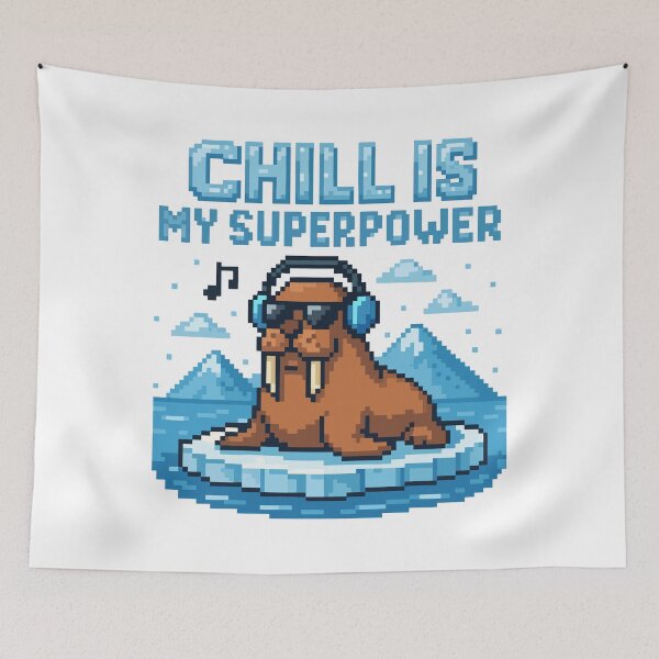 Item preview, Chill Is My Superpower – Cool Pixel Walrus on Ice designed and sold by NaturePixel.