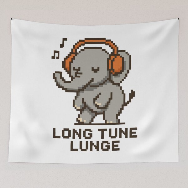 Artikelvorschau, Long Tune Lunge – Pixel Elephant Headphones Groove entworfen und verkauft von NaturePixel.