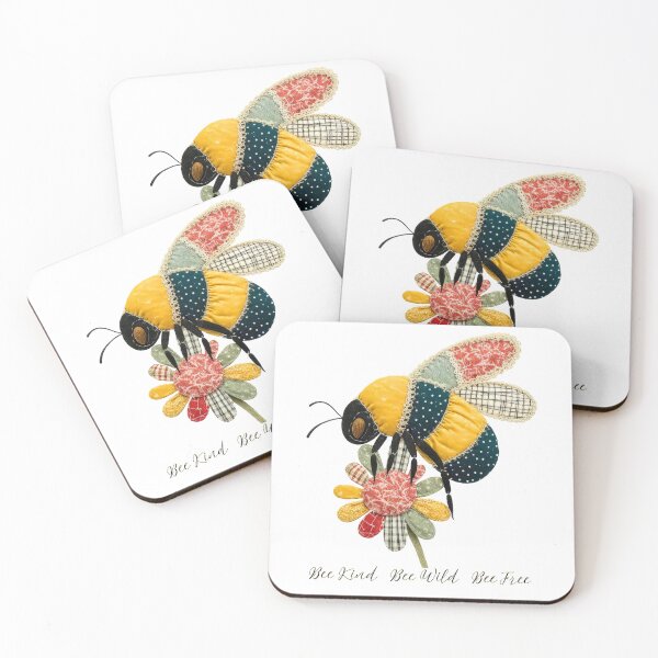Item preview, Bee Kind, Bee Wild, Bee Free: Patchwork Bee & Flower Design designed and sold by Perennial Home & Gardens.