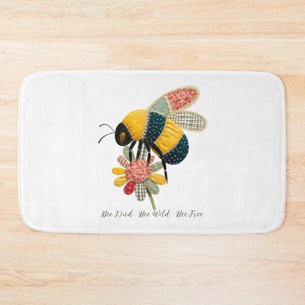 Item preview, Bee Kind, Bee Wild, Bee Free: Patchwork Bee & Flower Design designed and sold by Perennial Home & Gardens.