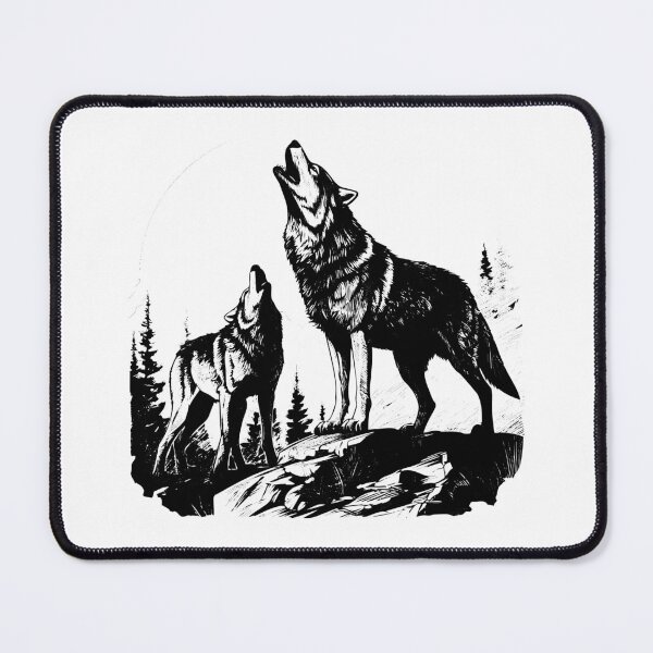 Item preview, Wolf Couple Gray Grey Howling Pair Pack Family Scene designed and sold by inkoutninja.