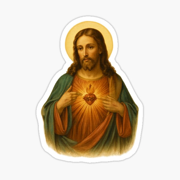 Sagrado Corazón de Jesús – Retrato devocional Pegatina