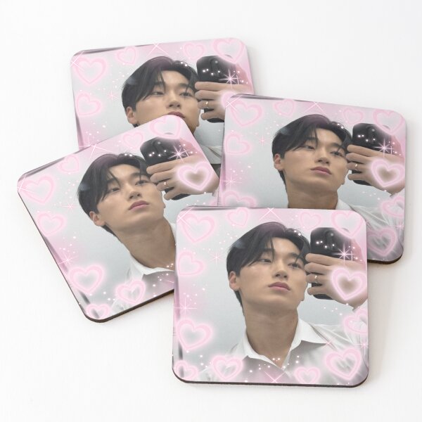 Item preview, Kpop Ateez San Selfie Pink Hearts Photo designed and sold by StarBunnyDesign.