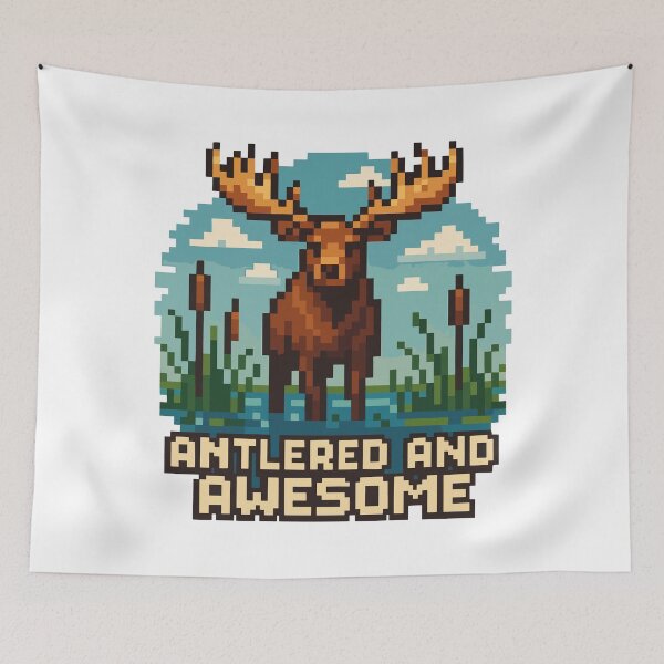 Item preview, Antlered and Awesome – Pixel Moose Marsh Scene designed and sold by NaturePixel.