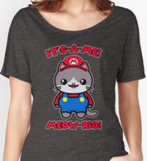 Cat Cute Funny Kawaii Mario Parody Women's Relaxed Fit T-Shirt