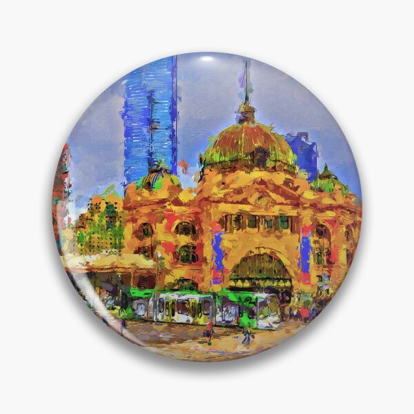 Item preview, Impressionist Painting of Flinders Street Station in 2014 - Melbourne, Victoria, Australia designed and sold by Steven Jodoin.