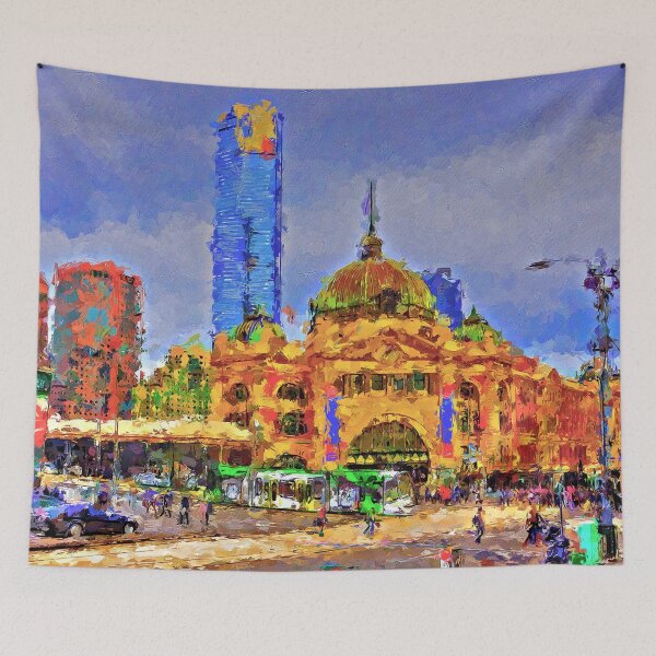 Item preview, Impressionist Painting of Flinders Street Station in 2014 - Melbourne, Victoria, Australia designed and sold by Steven Jodoin.